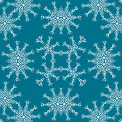 Christmas seamless pattern. Christmas background blue. Snowflake pattern. Happy New Year