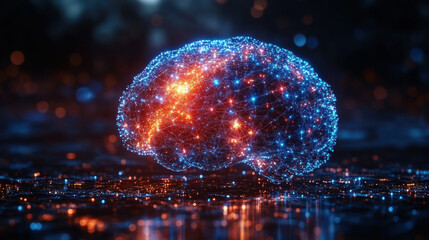 glowing digital brain with neural connections, symbolizing artificial intelligence