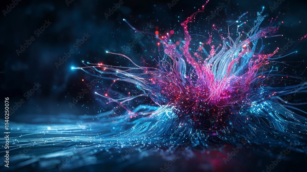 Poster innovative fiber optic internet development tech industry artistic visualization digital environment