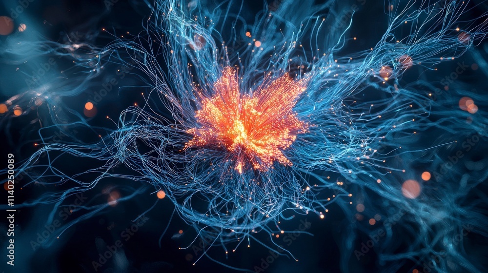 Poster Fiber optic communication visualization digital art abstract science technology environment dynamic concept