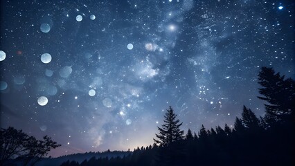 Naklejka premium Starry Night Bokeh for Celestial Charm , bokeh abstract background, modern abstract backdrop.