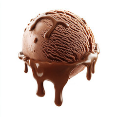 Delicious chocolate ice cream melting with rich chocolate sauce oozing down