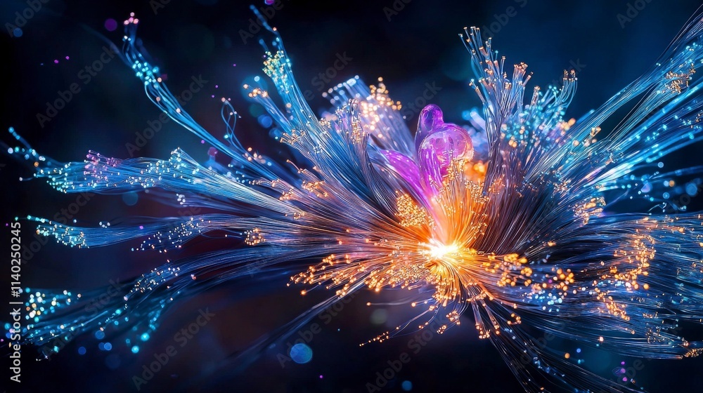 Fototapete dynamic fibers of light macro closeup abstract art digital environment high-detail viewpoint visual 