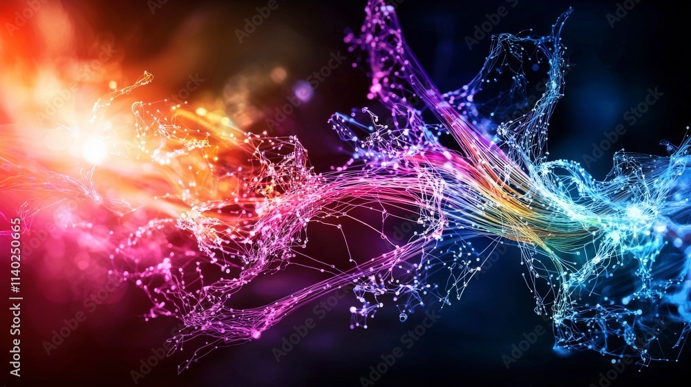 Aufkleber dynamic fiber optic cable display digital realm abstract art vibrant environment close-up view conne