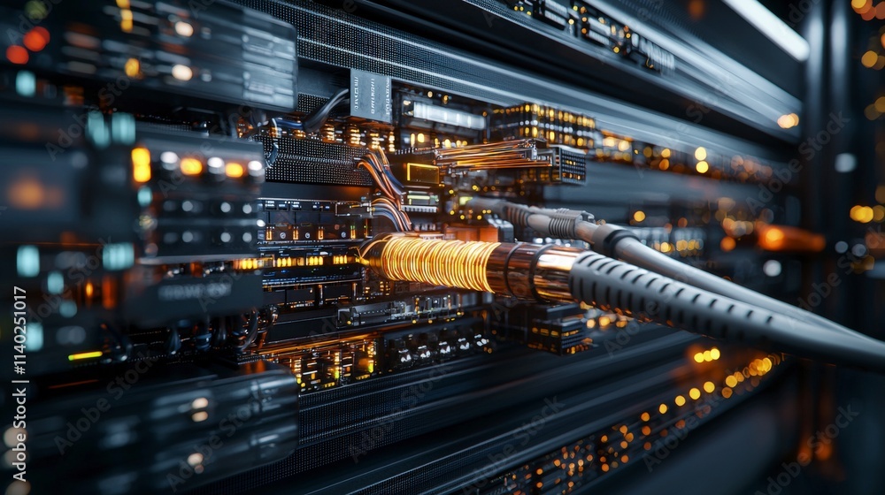 Aufkleber fiber optic communication systems and data center tech innovating high-tech infrastructure