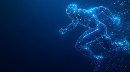 Fototapeta premium Digital Athlete Futuristic Running Man in Cyberspace