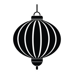 Chinese New Year Line Icon Lantern Silhouette Vector
