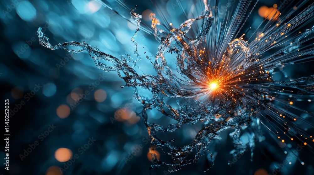 Poster dynamic light refraction and water interaction studio photorealistic visualization abstract close-up