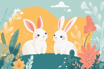 Obraz premium create illustratro draw ester day card flat design