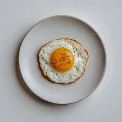 Fried egg isolated on white background. Top view. Flat lay.