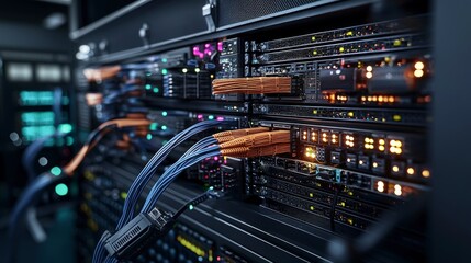 Data infrastructure event technology hub digital network high-tech environment wide-angle view fiber connectivity