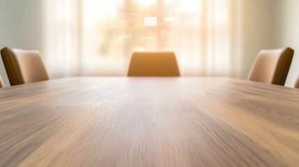 Modern conference table with digital interface overlay