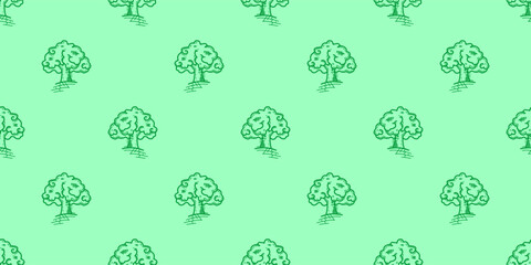 doodle tree pattern background. Tree pattern background. Seamless pattern trees background. flat illustration of tree. 