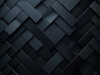 Fototapeta premium Textured black pattern with interwoven rectangular elements creating a modern design.