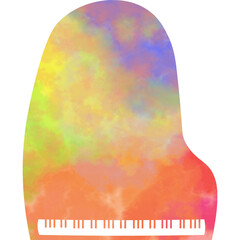 Clip art image of a grand piano icon with beautiful watercolor pattern.