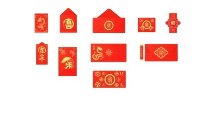 Fototapeta premium Red Envelope - Chinese New Year Red Envelope - Icon set Red Envelope - Set of Red Envelope 
