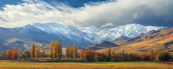 green and brown trees near snow covered mountain during daytime