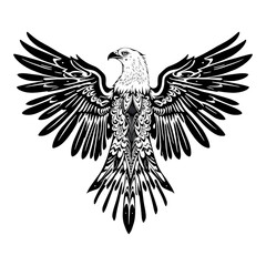 Majestic Eagle: Ornate Black and White Illustration 