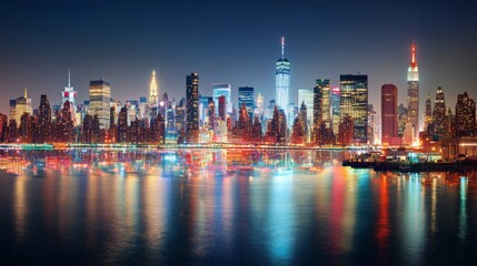 Obraz premium Iconic New York City Skyline at Night