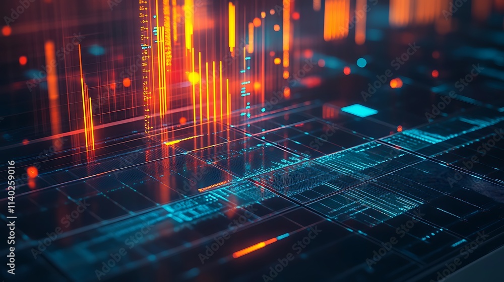 Poster abstract digital data stream: a futuristic visualization of information flow