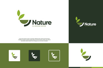 logo abstract plant growth, ecology, nature balance, vector graphic design.