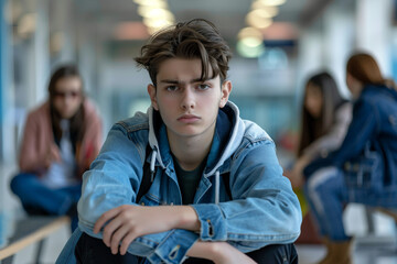 Fototapeta premium Generative AI Visual Depiction of Teenage School Bullying and Its Emotional Impact
