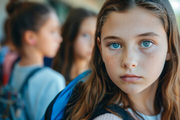 Fototapeta premium Generative AI Visual Depiction of Teenage School Bullying and Its Emotional Impact