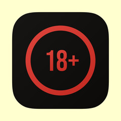Black and red 18+ app icon. Adult app icon