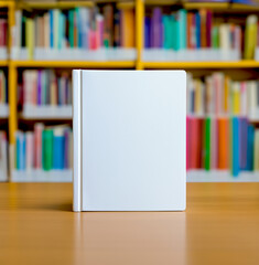White cover book mockup library background kid story concept