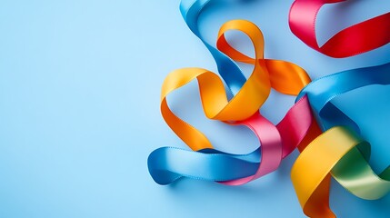 A colorful ribbon tied on a gift for birthday 