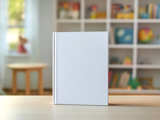 White cover book mockup library background kid story concept