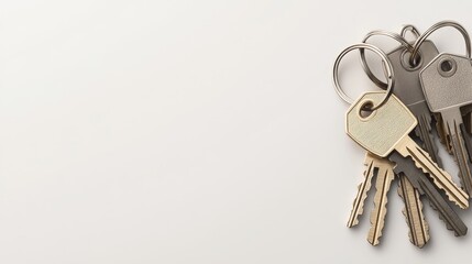 Set of House Keys on a White Background Home Security and Access