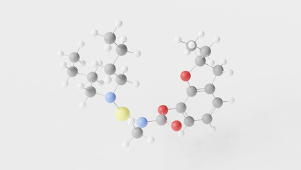 carbosulfan molecule 3d, molecular structure, ball and stick model, structural chemical formula insecticide