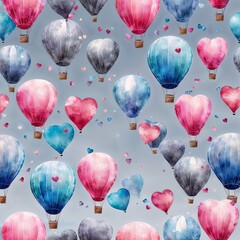 Valentin day concept poster. Paper hearts, clouds, blue romantic background. Cute love sale banner, voucher template, greeting card. Place for text.
