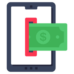 A colored design icon of mobile payment