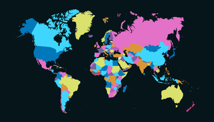World map. Color modern vector map. Silhouette map.