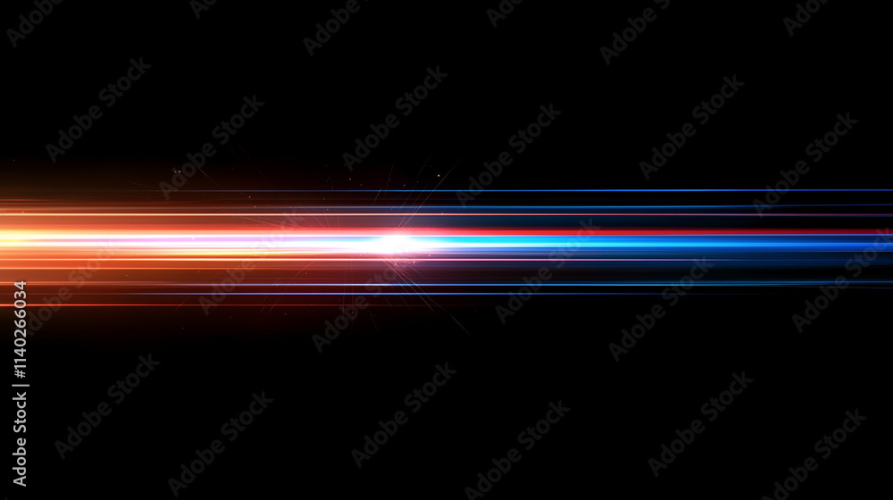 Fototapete dynamic speed and energy: abstract vector background with vibrant blue and red light streaks on a da