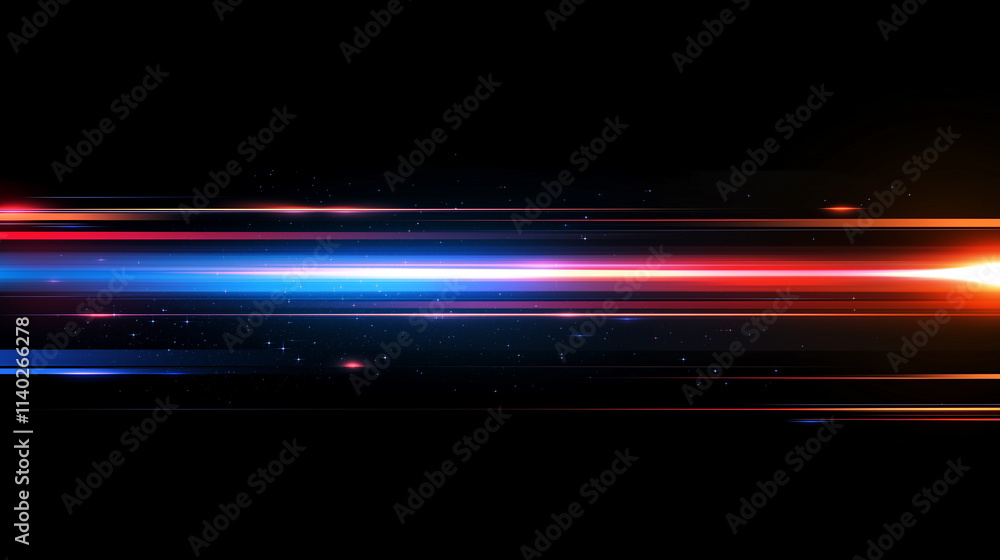 Fototapete  Dynamic Speed and Energy: Abstract Vector Background with Vibrant Blue and Red Light Streaks on a Dark Canvas. Perfect for Motion Graphics and Sports Designs.