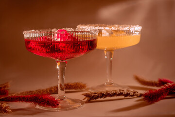 Vibrant Cocktail Banner with Negroni and Whiskey Sour Concept for Bar Menu or Summer Party Promotion