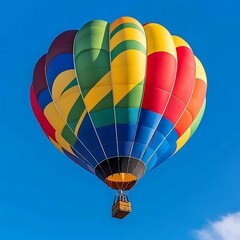 Fototapeta premium Colorful Hot Air Balloon Flying Against Clear Blue Sky
