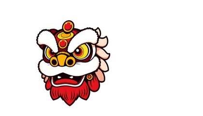 Naklejka premium Lion Dance Head Mascot Chinese New Year