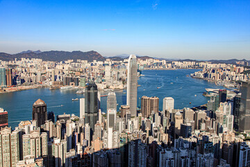 Stunning Panoramic View of Hong Kong Skyline and Victoria Harbour