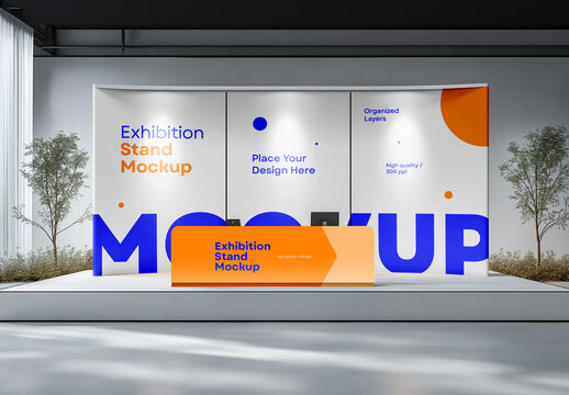 Booth Backdrop Stand Mockup &ndash; AI-Generated Design for Trade Shows, Exhibitions, and Branding with Editable Background        