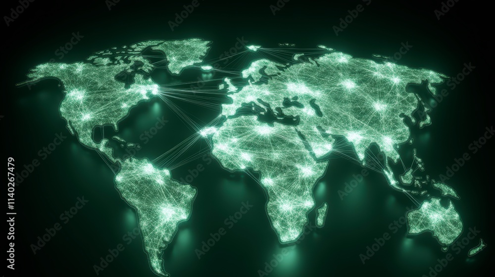 Aufkleber global network connection world map data exchange