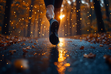 AI generated image of sporty person walking in early morning