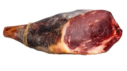 Fototapeta premium A Smoked Pork Leg Ham Showing Rich Red Meat, on transparent background , png