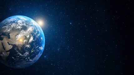 Obraz premium Earth from Space Sunrise Stars and Global View