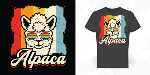 Funny Alpaca Vintage Llama T-shirt Design