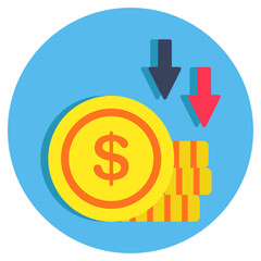 A trendy design icon of deflation