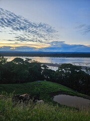 sunset over the river